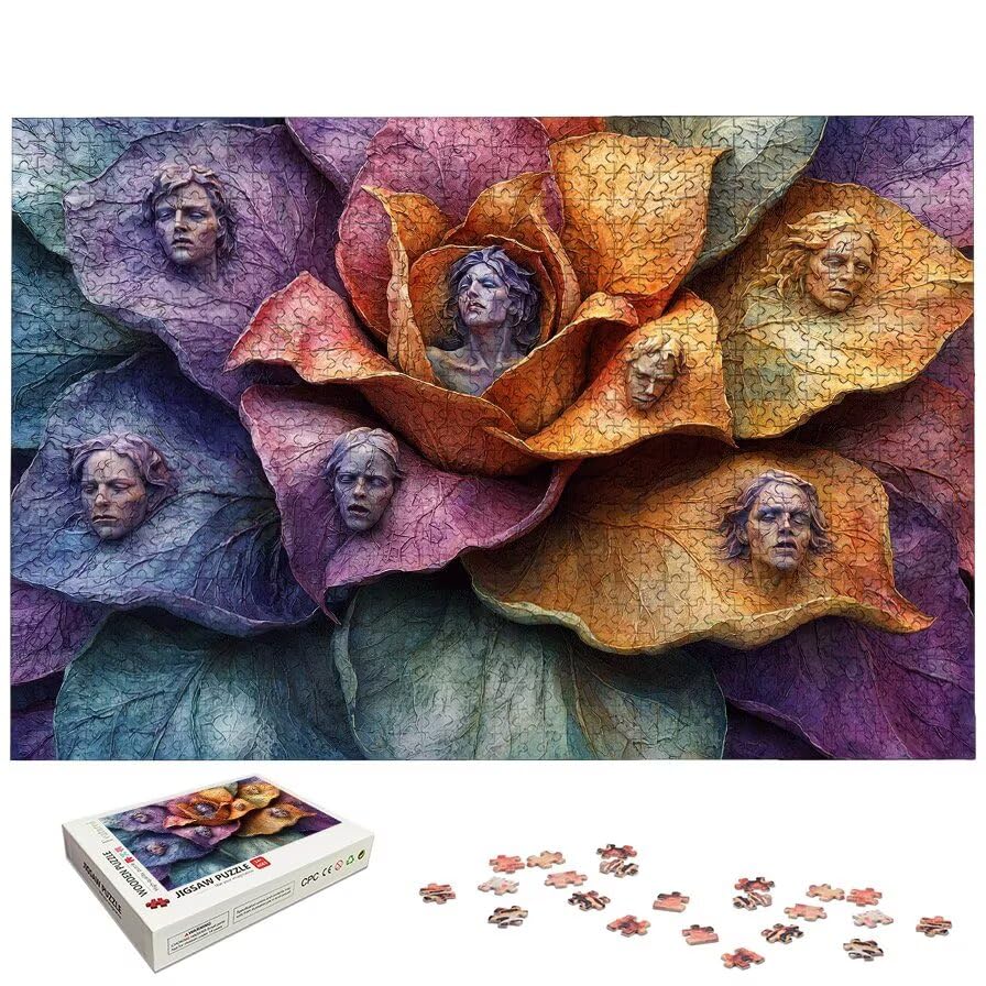 Puzzle 2000 sztuk abstrakcyjne, drewniane puzzle ludzie dla dorosłych, rozmiar: 100 x 70 cm, puzzle 2000 sztuk dla dorosłych, rodzinne gry edukacyjne, puzzle pomysł na prezent dla kobiet, wystrój domu