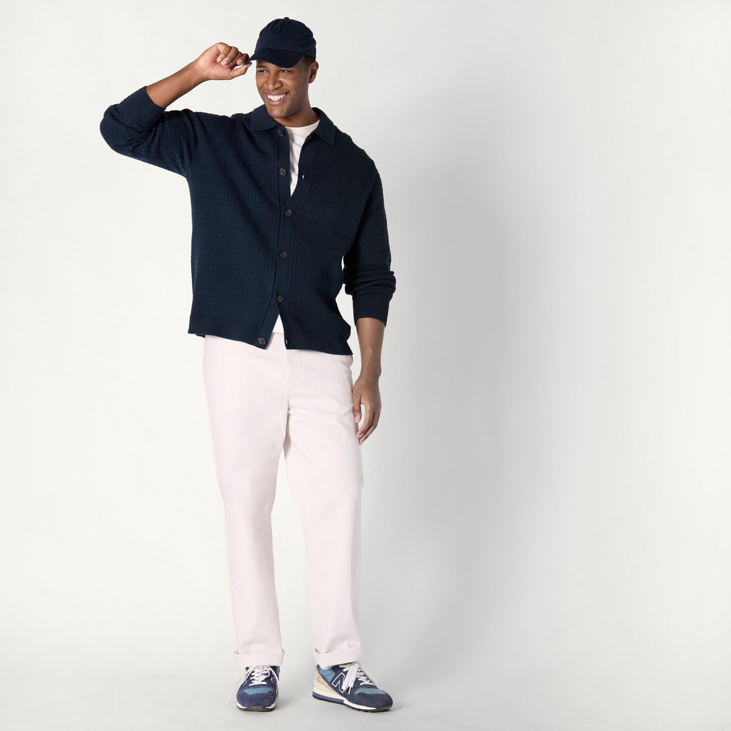 Amazon Essentials Homme Pull Cardigan Décontracté avec Col Coupe Décontractée