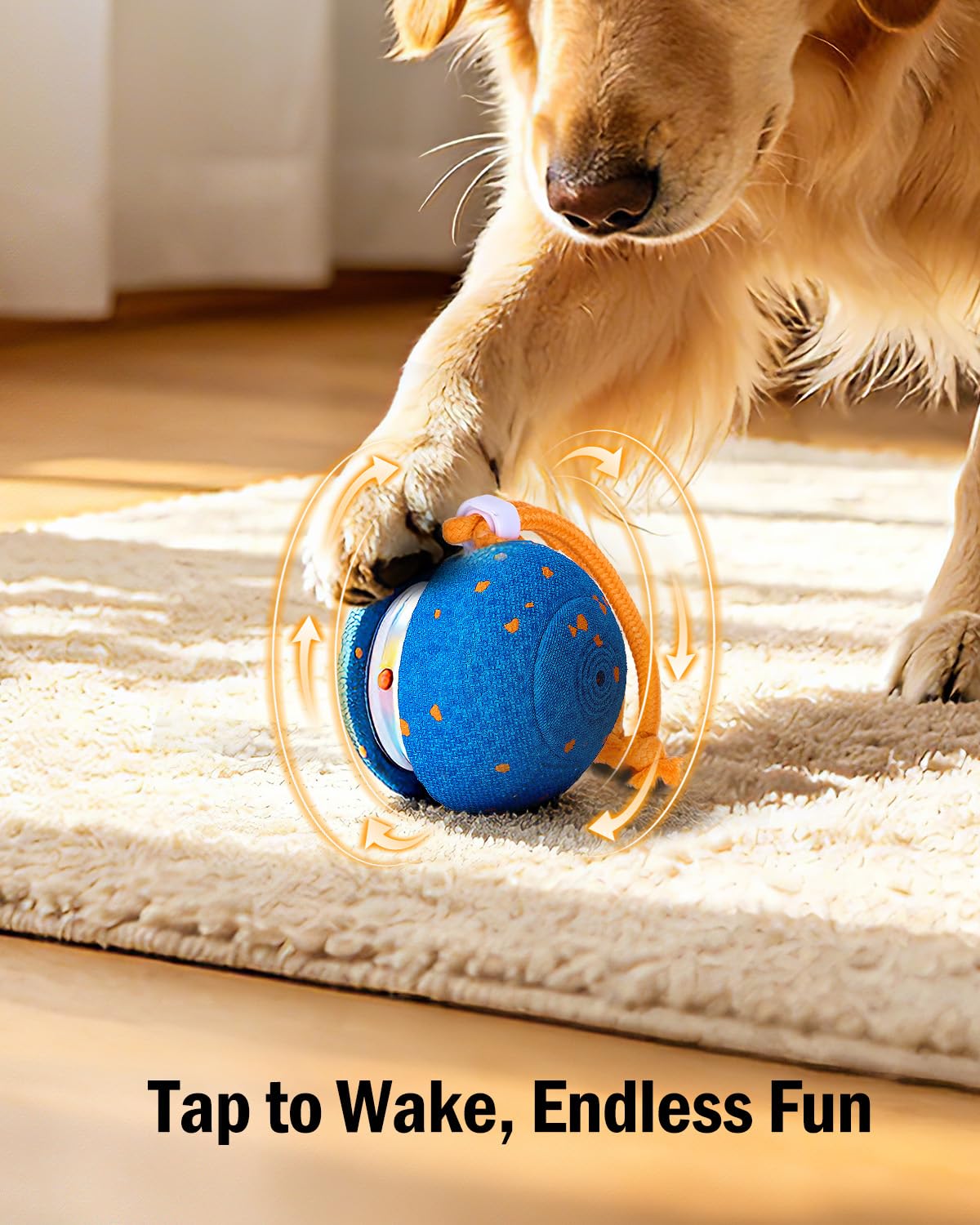 osou Jouet interactif pour chien, balle roulante pour chien avec corde, 2 modes de vitesse, activé par le mouvement, coque en ETPU sans danger pour les animaux de compagnie, jouet à déplacement