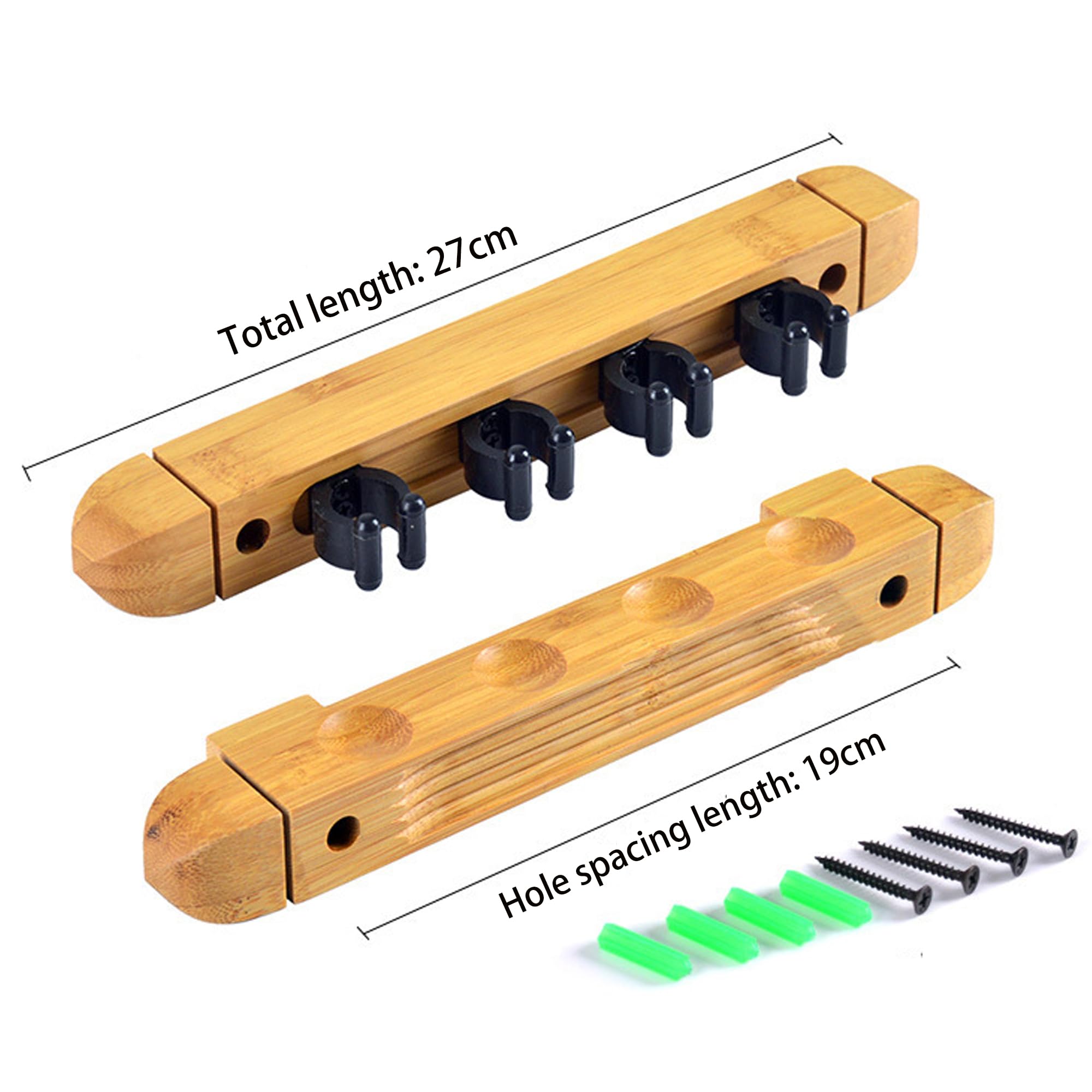 4 Agujeros Marco De Palo De Piscina Colgante De Pared, Almacenamiento Para 4 Tacos, Oporte Para Tacos De Billar, Mesa De Billar Soporte De Madera, Accesorios De Billar Para Hogares y Clubes