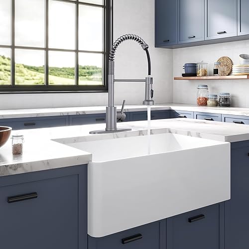 Miniatura 3 de HGN Grifo de cocina con rociador extraíble, grifos comerciales de fregadero de cocina de resorte de una sola manija para granja, cámper, lavandería,