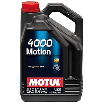 Motul 4000 Motion Plus 15W-40 API SL Mineral Engine Oil for Diesel and Petrol Cars (5 L)