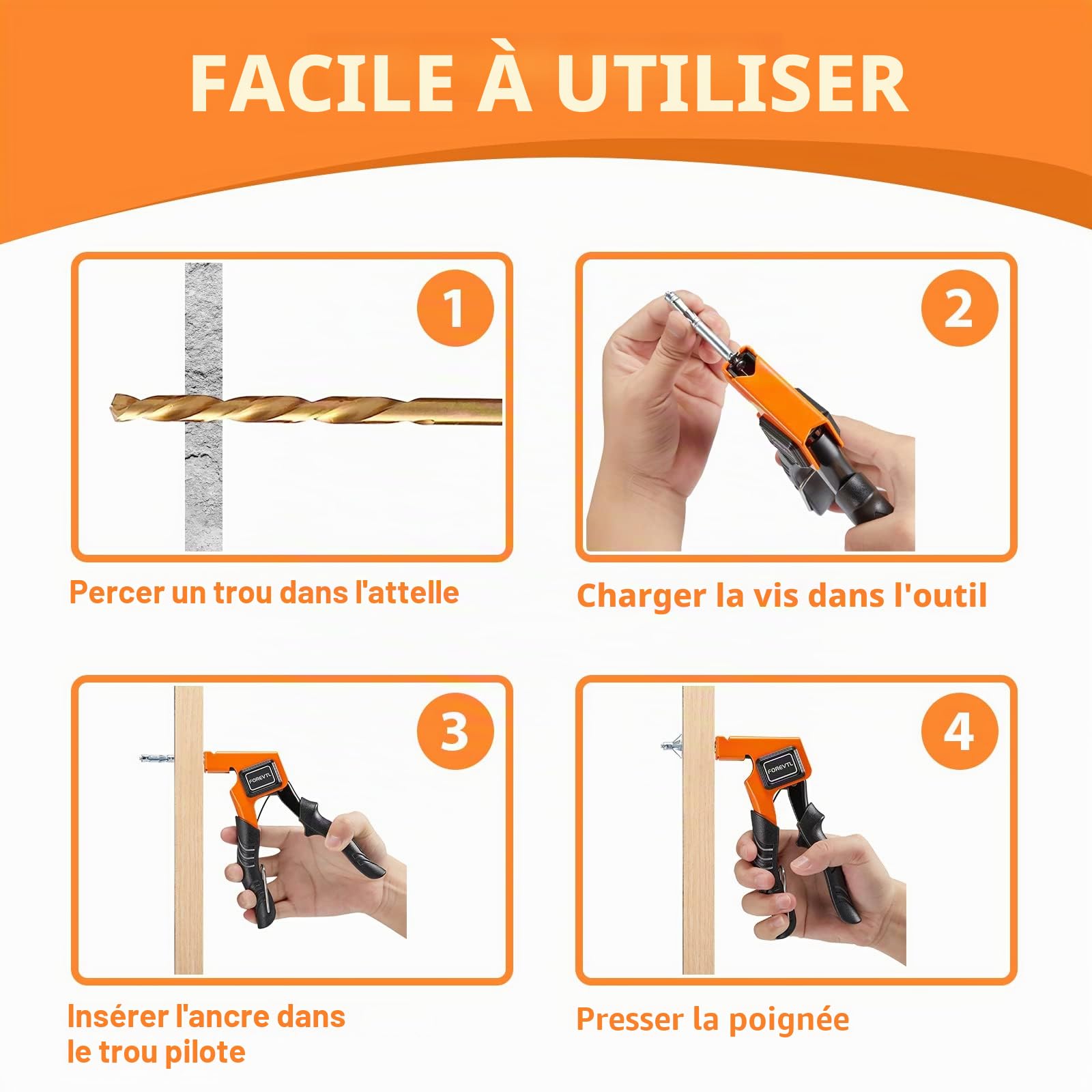 Kit Complet de 40 Pièces : Pince Professionnelle pour Chevilles Molly Métalliques avec Vis, Tailles M4/M5/M6 - pour Placo et Mur Creux