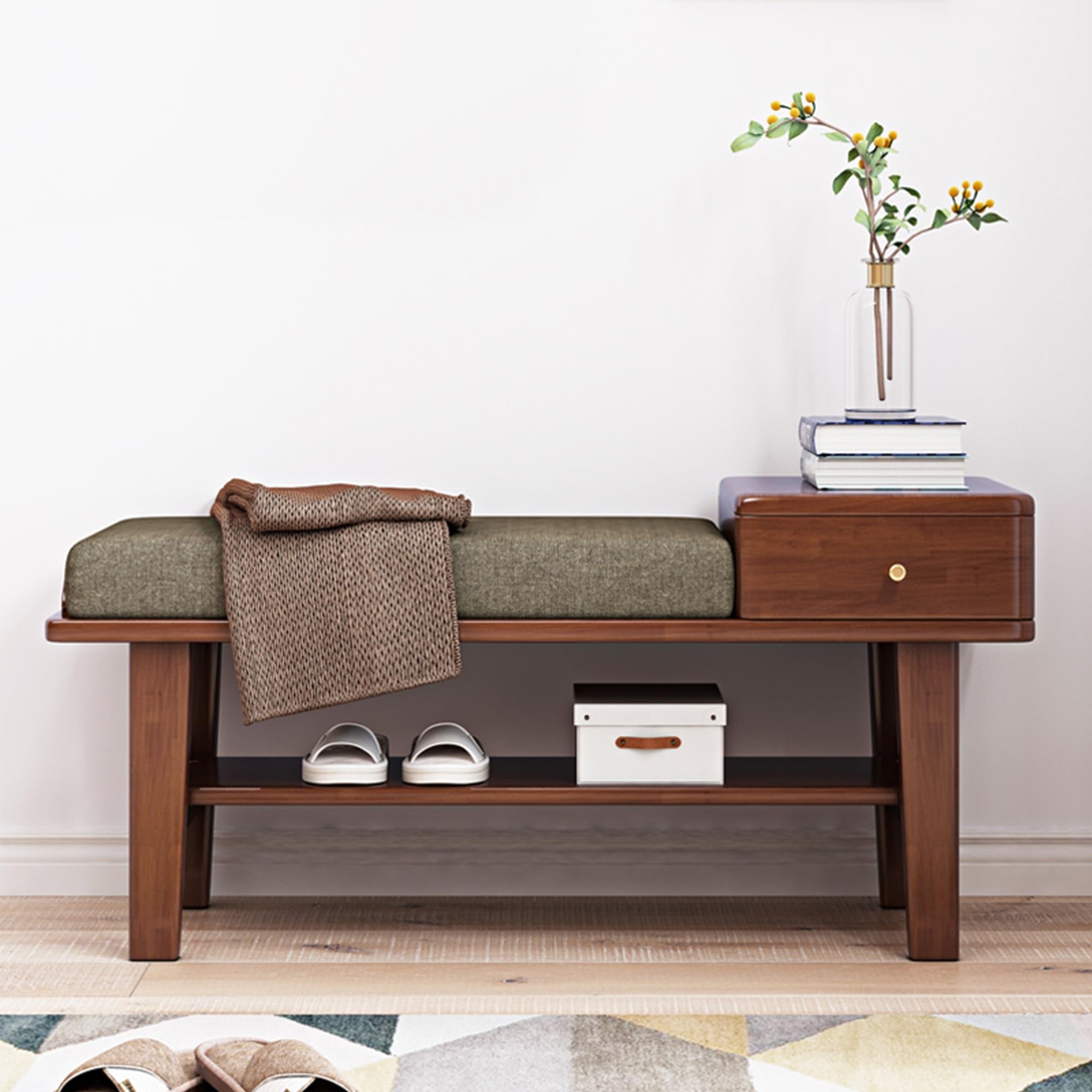 Banc de rangement à chaussures pour stopper le désordre de l'entrée de maison