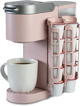 حامل جراب قهوة STORAGENIE لـ Keurig، تخزين جانبي على شكل كوب K، مثالي للعدادات الصغيرة صفين/لأكواب 10 K، وردي