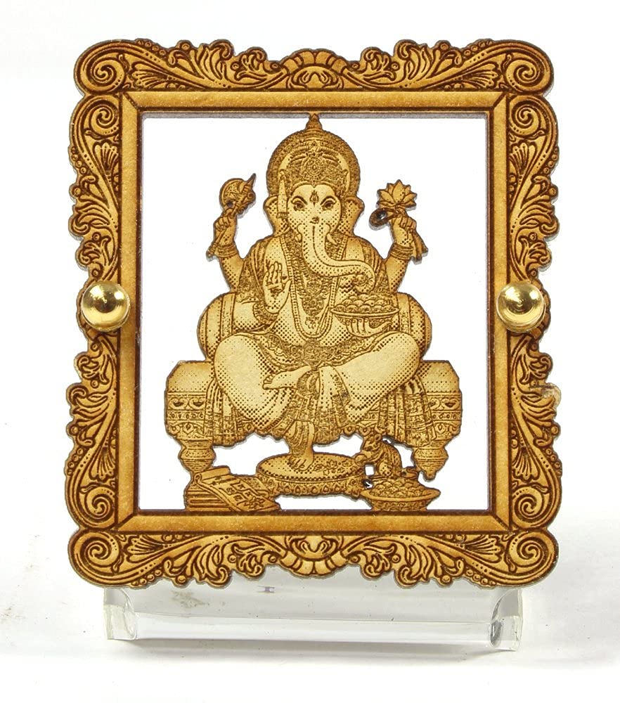 Ganesh de tableau de bord en bois brun statuette protectrice pour vos voyages