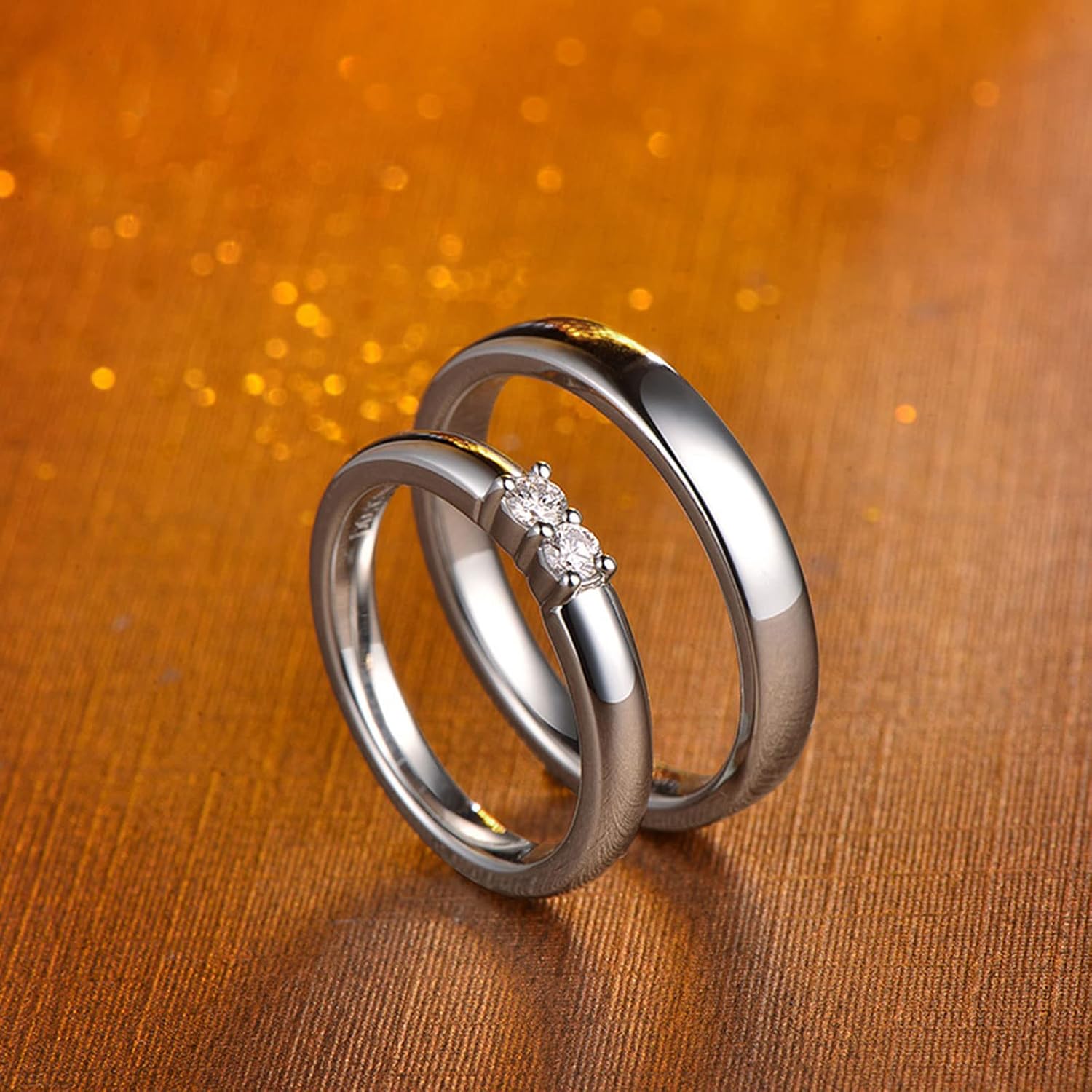 WSX Diamond Matching Couples Rings for for Him and Her Sterling Silver/10K/14K/18K Wedding Promise Rings, Free Engrave