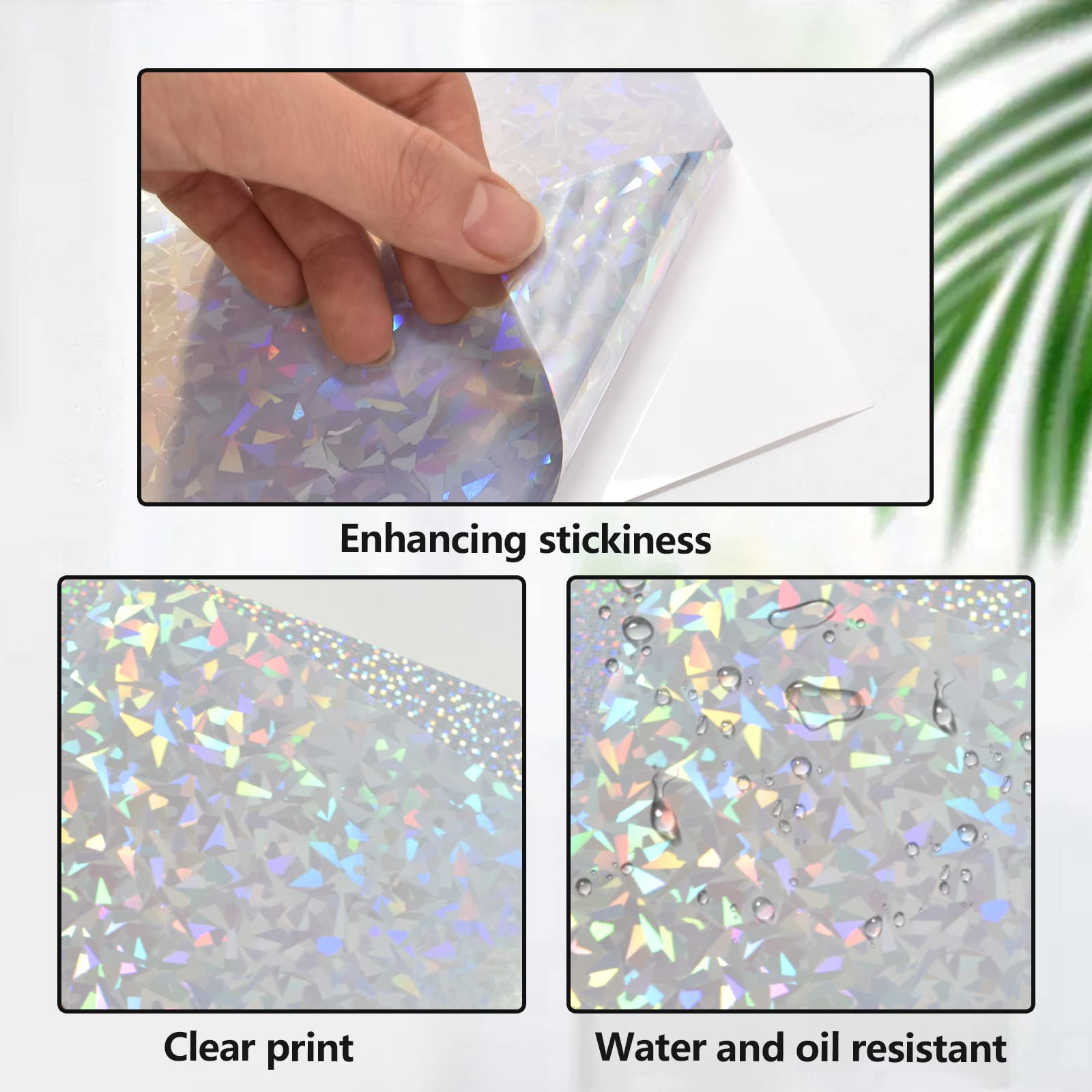 Lot De 30 Feuilles Autocollantes Holographiques A4 - 10 Motifs, Vinyle Transparent, Pour Customisation, Vitres, Bricolage