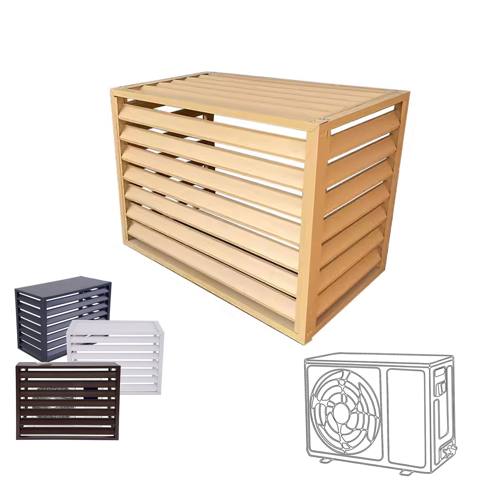 Gguwug 39x20x27 inοΌ1.5PοΌheat pump cover AC Outdoor Cover, Air Conditioner Privacy Fence, Aluminum Split with Top, Outdoor AC Screen Protection garbage can enclosure Anti-corrosion/Shelf Plant Storage