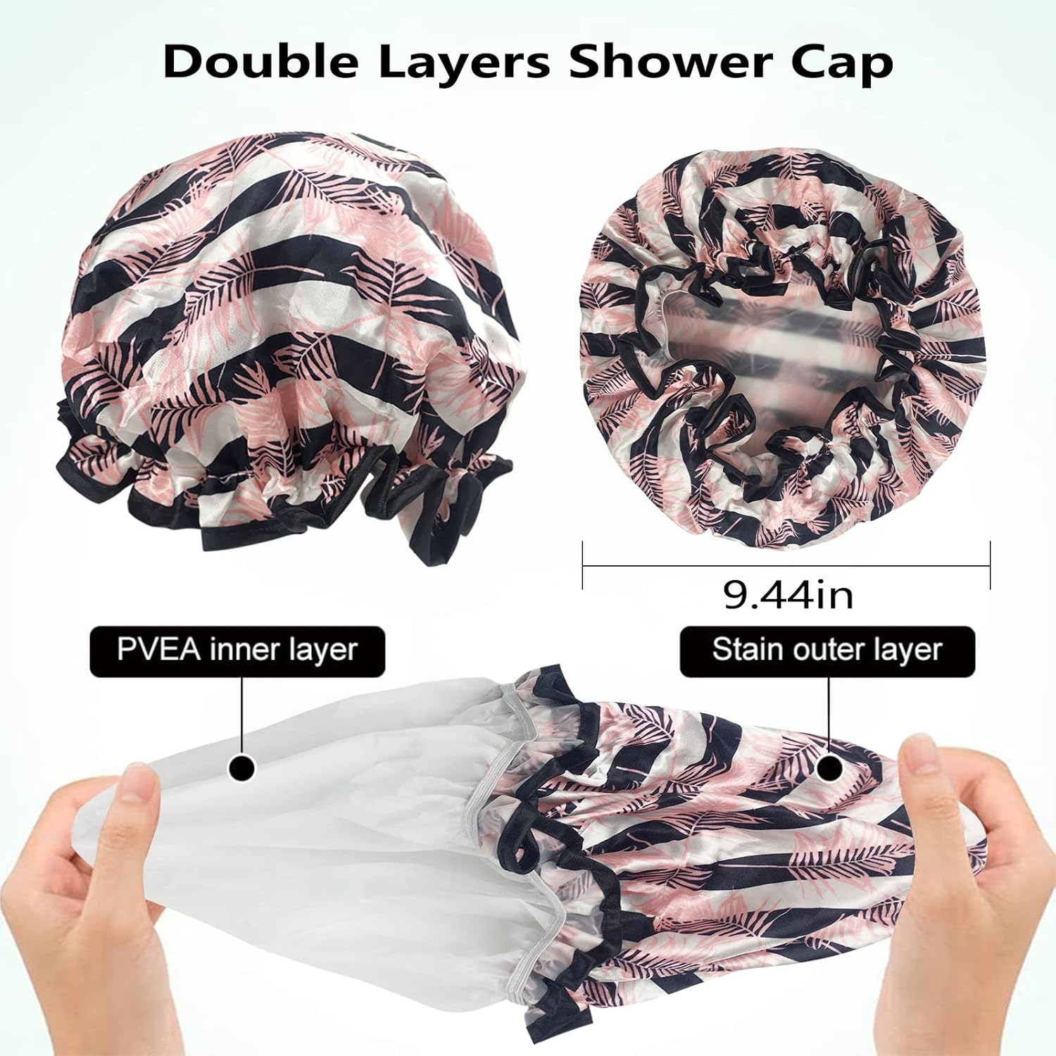 CTEEAP Shower Caps 4 Pack Bath Caps Perfect for Women most Hair Lengths and Thicknesses - Waterproof - Double Layer, Upgraded Versio (Combination 1) : Beauty & Personal Care