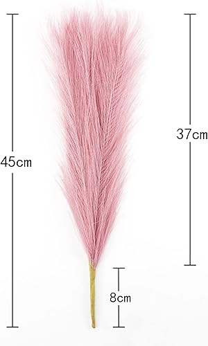 Miniatura 5 de Hierba sintética de pampa pequeña hierba artificial de pampas 6 tallos de 17.7 pulgadas, rosa, esponjosa, pomposa, arreglos florales para decoración
