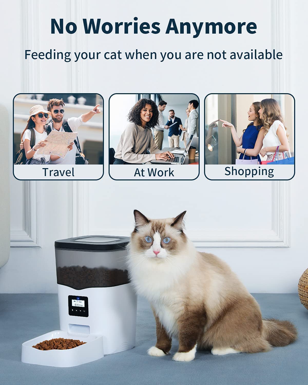 Qpets Automatic Cat Feeder 3L Food Dispenser Timer 1-4 Meals Dual Power 2