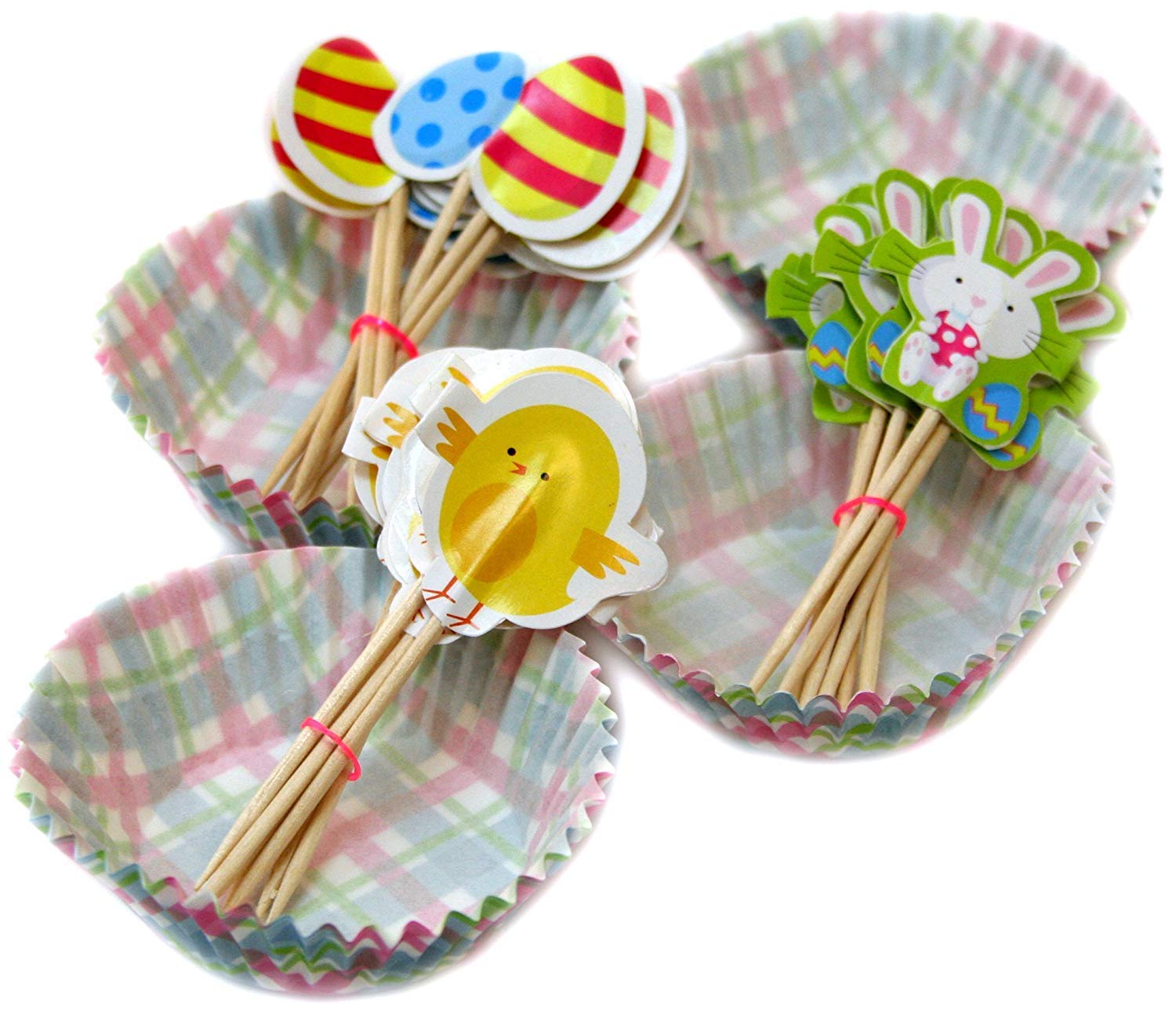 Pms Multicoloured Easter Cupcake Party Pack - Easter Cake Cases ~ Pick Sticks