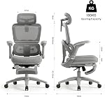 USOR Ergonomic Office Chair with 4D Adjustable Armrests & Dynamic Lumbar Support High Back Mesh Computer Desk Chair for Gaming and Work Adjustable Headrest Tilt Function and Retractable Footrest Grey
