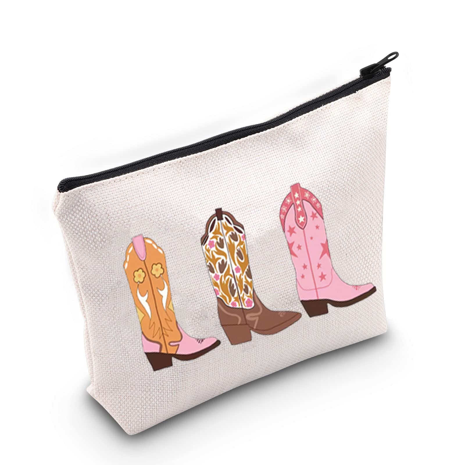 TOBGBE Western Gift Women Cowboy Boots Idea Zipper Pouch Bag Western Cowgirls Cosmetic Bag Western Bags For Women (Cowboy Boots)