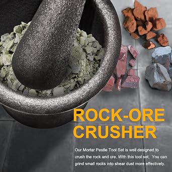 Cast Iron Mortar Pestle Tool Set Rock-Ore Crusher Grinder Large Size 8 Pound / 3.6KG, Crush Tool of Gold Panning, Multipurpose for Kitchen Spices Grinder Smasher