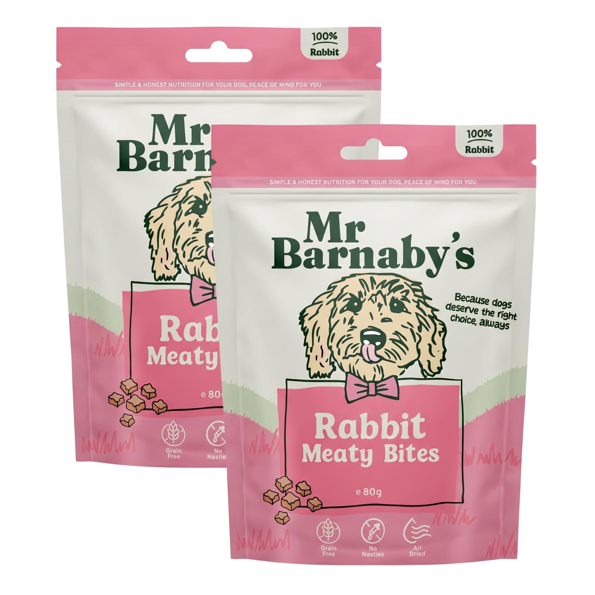 Mr Barnaby's Training Dog Treats - 100% Rabbit, 2 x 80g - Hypoallergenic, Grain Free & Natural Dog Chews - Puppy Training Treats for Dogs - Air-Dried & High Protein for Puppy, Adult & Senior Dogs — image 1