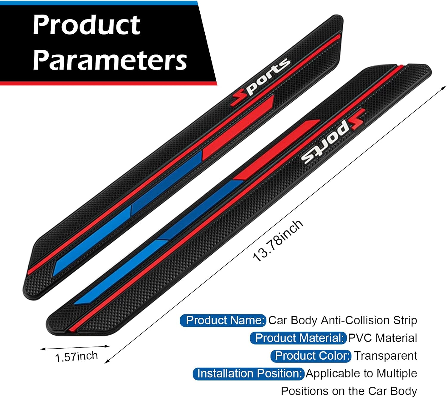 2 PCS Car Bumper Guard Strip, Anti-Scratch Bumper Protector Strip, Anti-Collision Car Door Edge Guard Trim, Universal for Most Cars, Sedans, Trucks (Black)