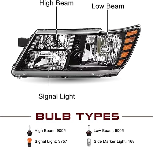 Miniatura 3 de JSBOYAT Compatible con el conjunto de faros delanteros Dodge Journey 09-20, repuesto original de faro halógeno derecholado del pasajero (RH)