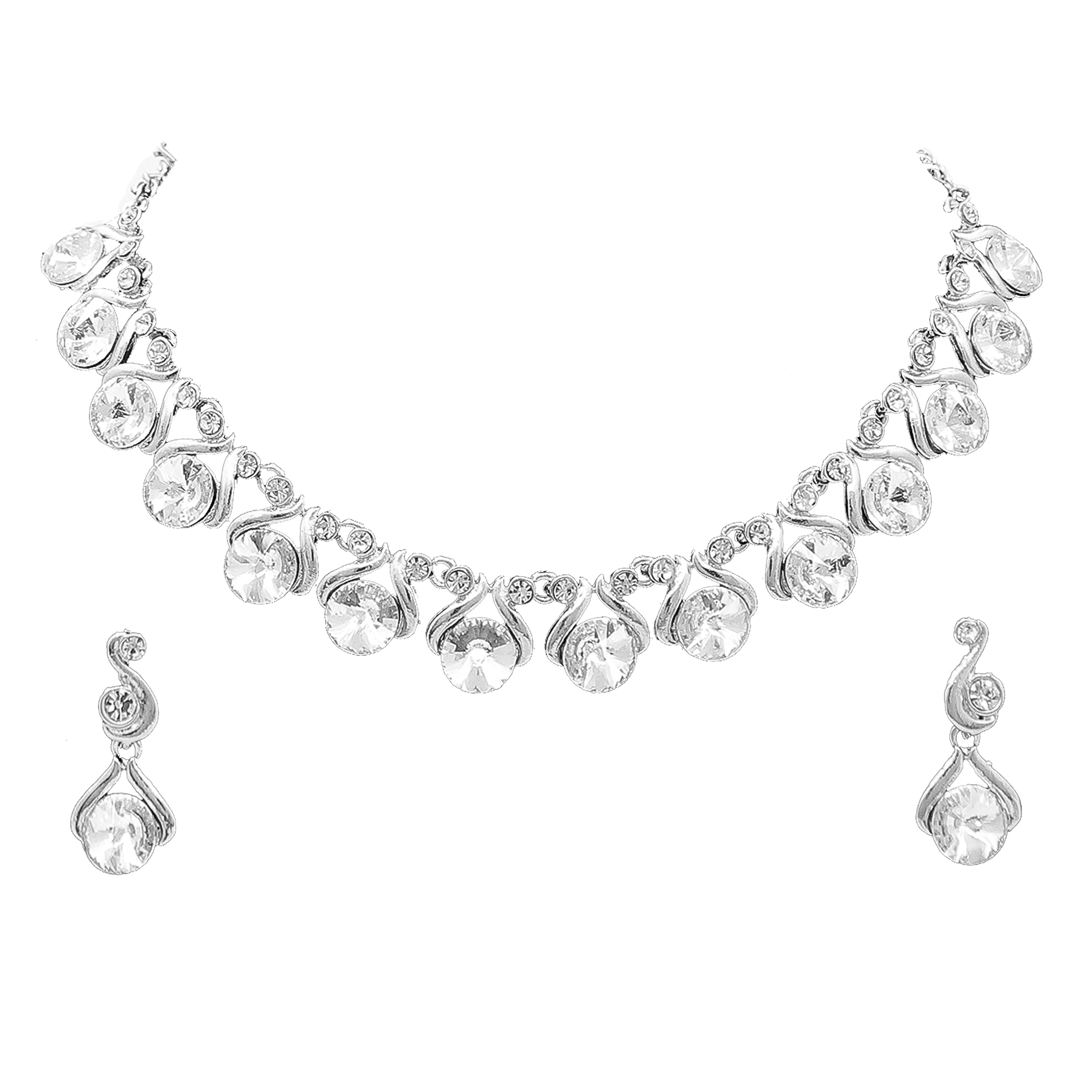 SAIYONI Valentine Day Special Glamarous Design Silver Plated Austrian Diamond Choker Necklace With Earring Jewellery Set For Girl & Women (B09SHSX26K) Amazon Price History, Amazon Price Tracker