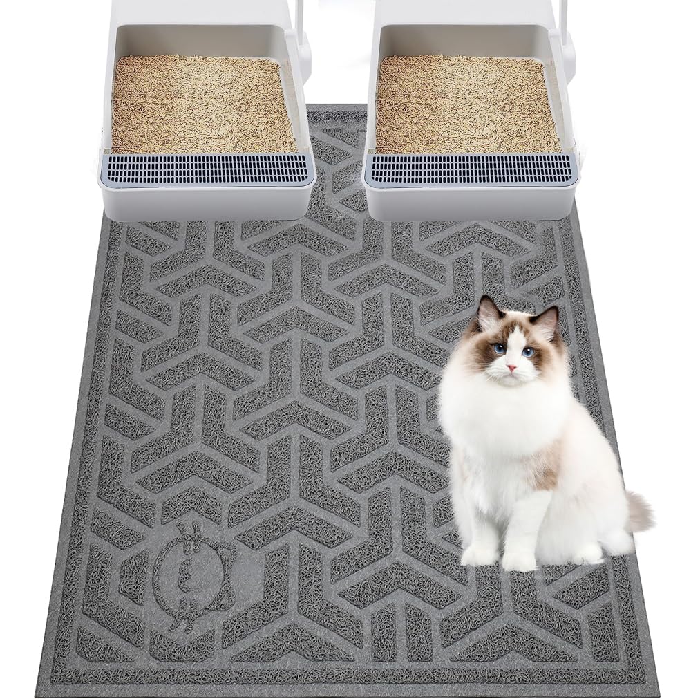 Cat Litter Mat, Litter Trapping Mat Soft on Kitty Paws, 90 * 120cm Kitten Litter Box Mat for Cleaner Floors, Waterproof, Easy Clean, Durable Large Size Cat Litter Pad for Kitten