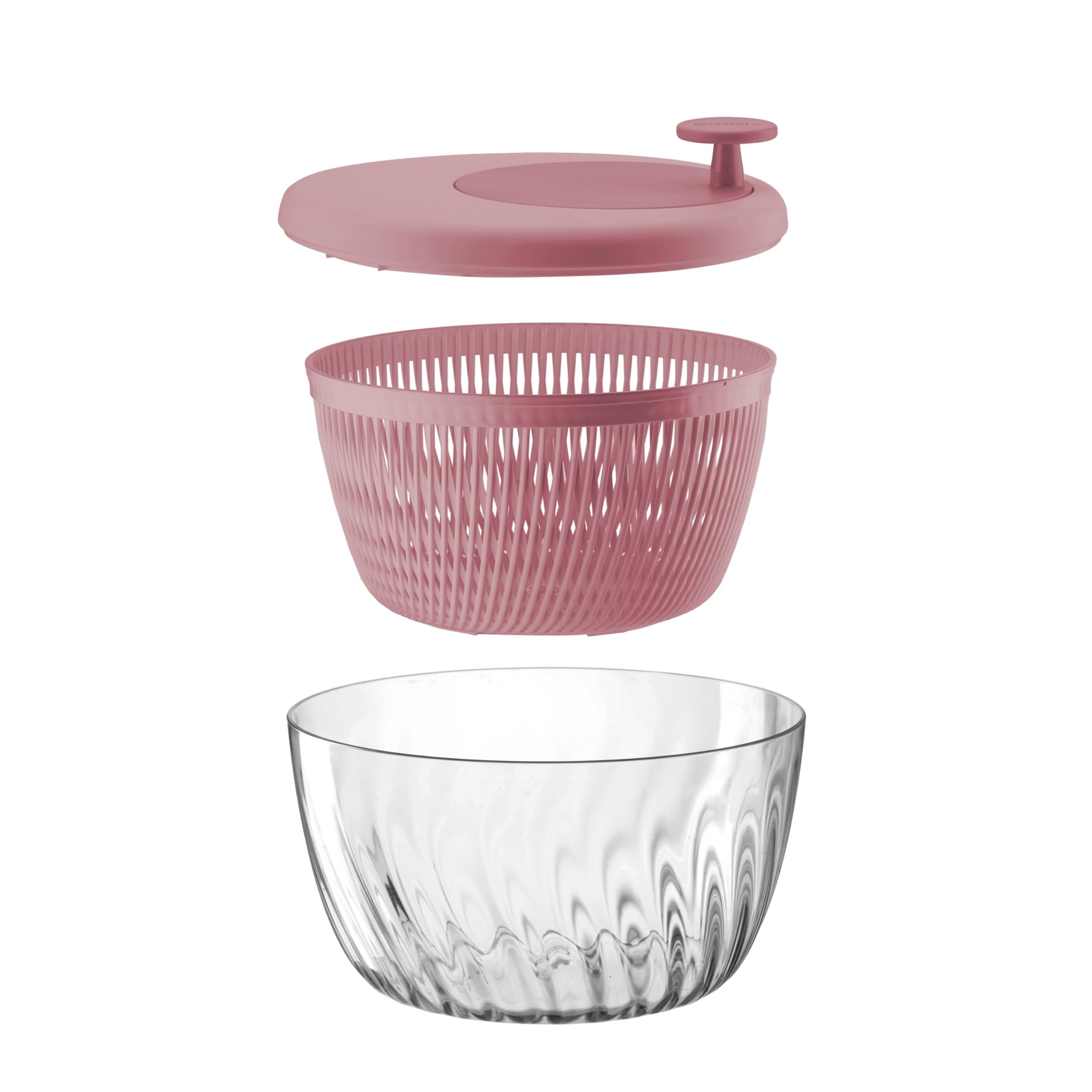 Guzzini - Spin&Store, Centrifuga Insalata con Coperchio - Made in Italy - Malva - 26 cm - 170900272