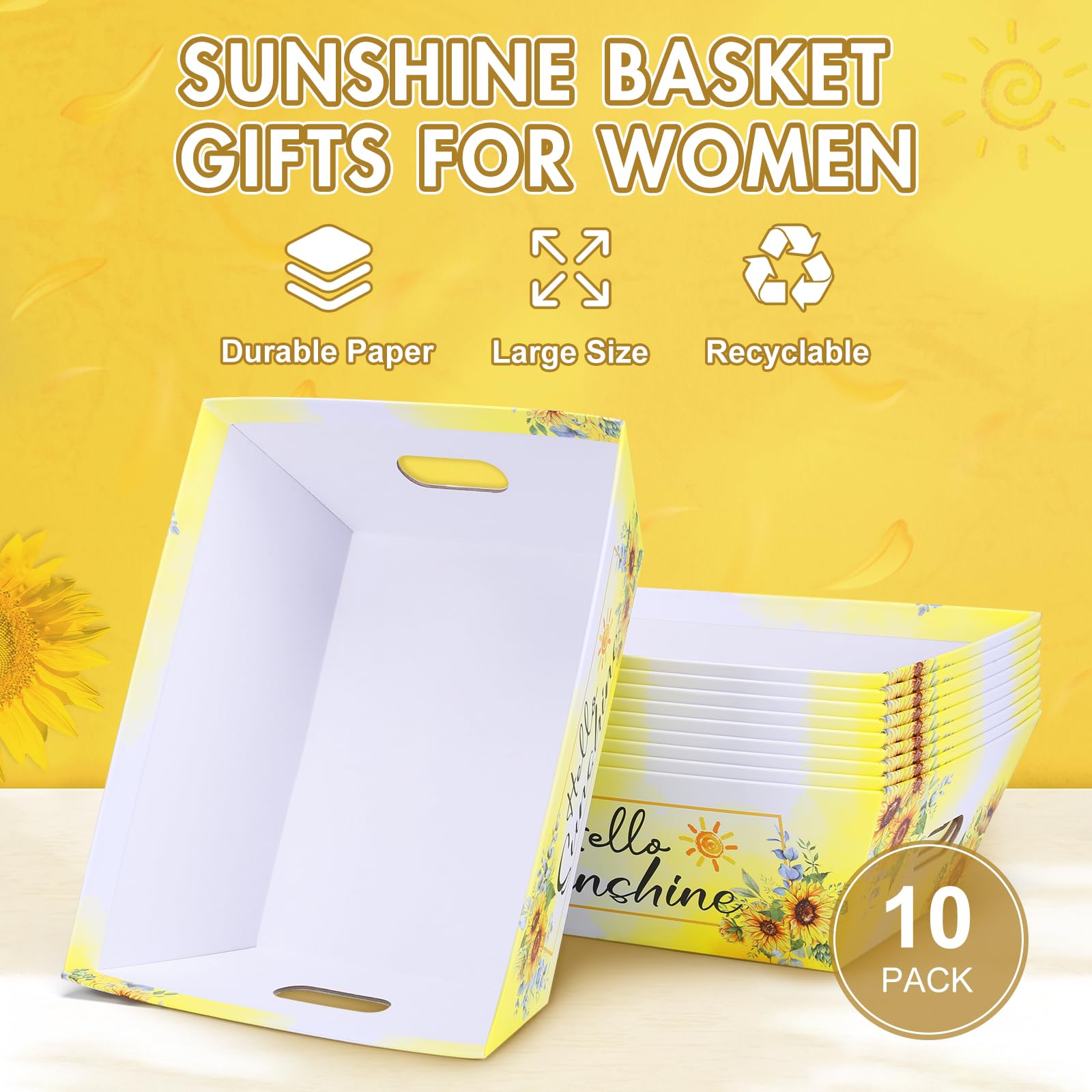 AFOROEOA Sonnenscheinkörbe für Geschenke, leer, 25,4 x 30,5 cm dicker Geschenkkorb, 10 Stück