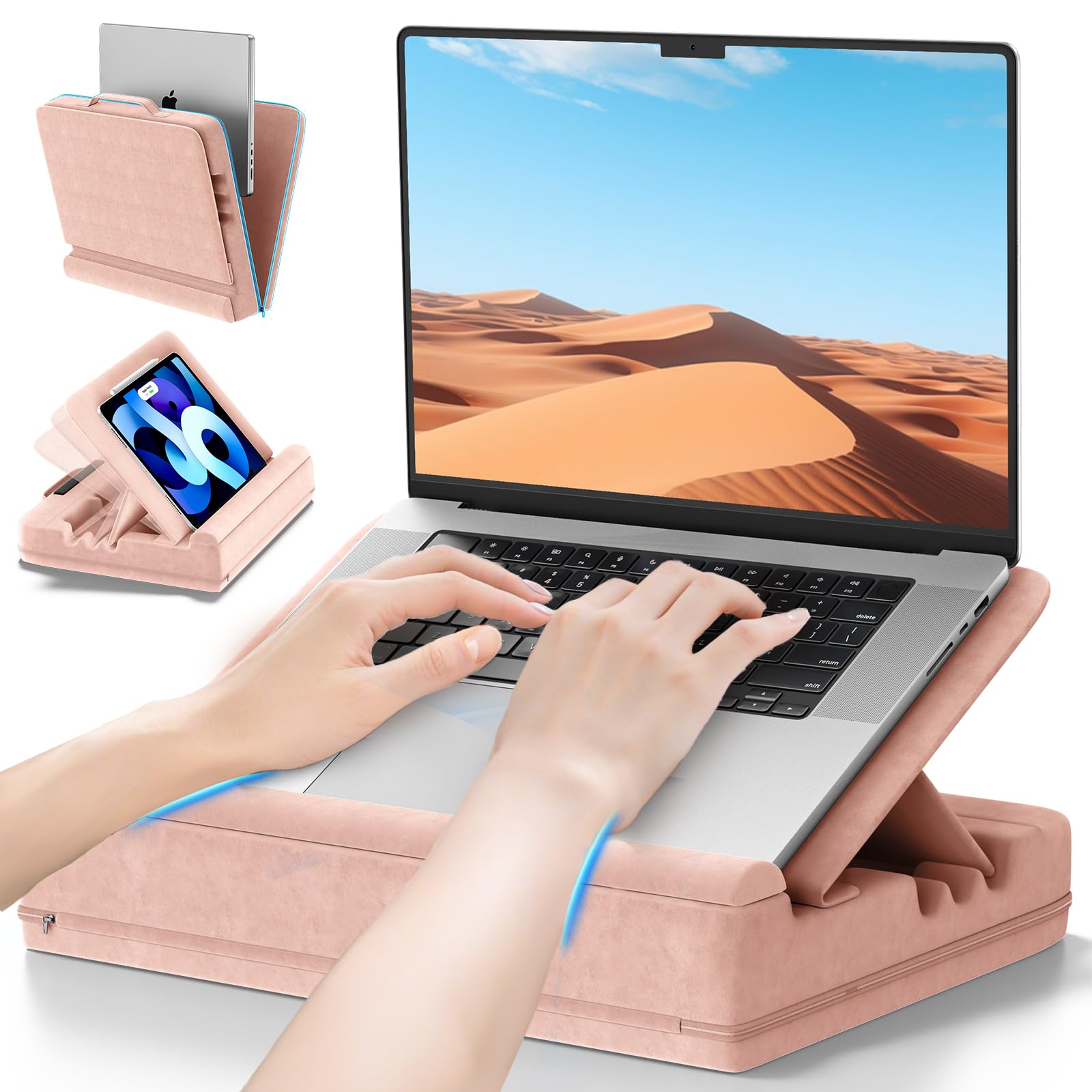Laptop Tablet Desk for Lap with Cushion Computer Lap Desk Laptop Pillow for Couch Bed Car Adjustable Computer