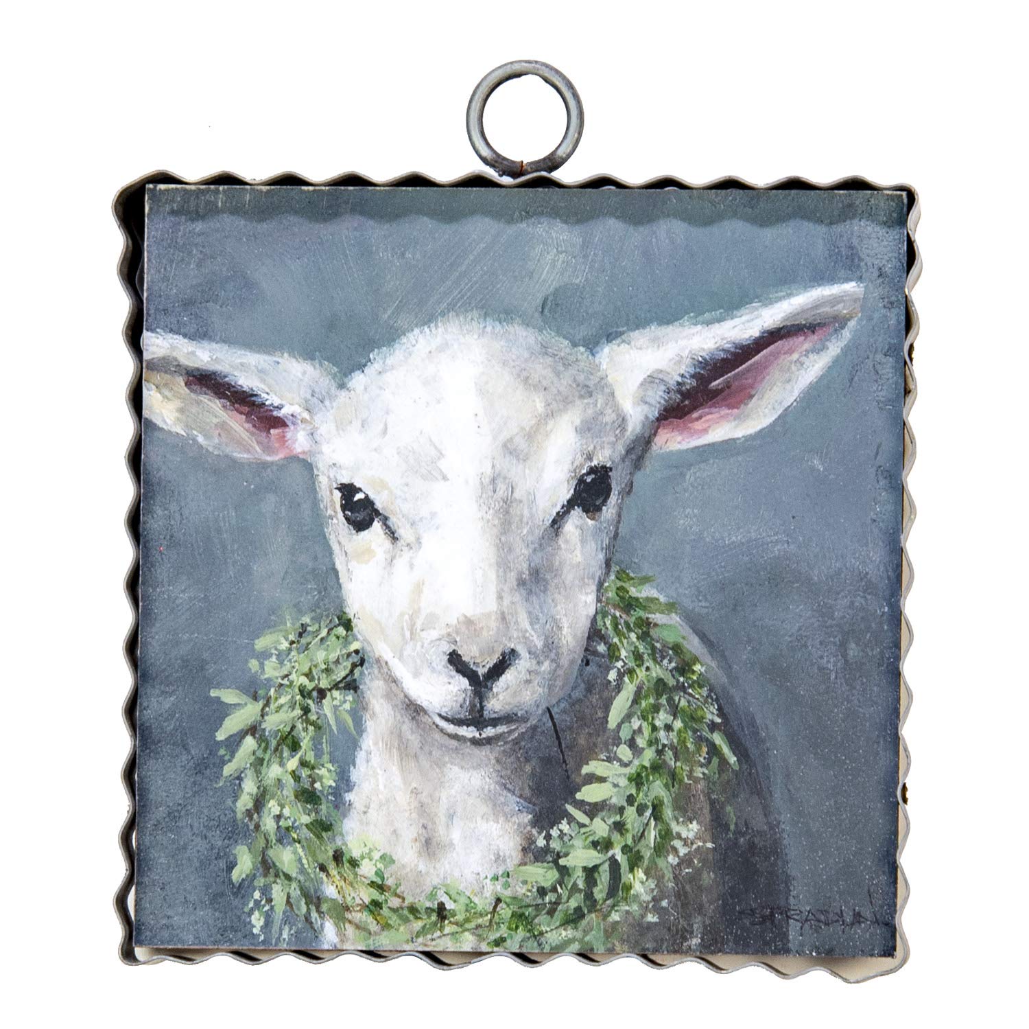 The Round Top CollectionGallery Lamb with Wreath Wall Art - Metal & Wood