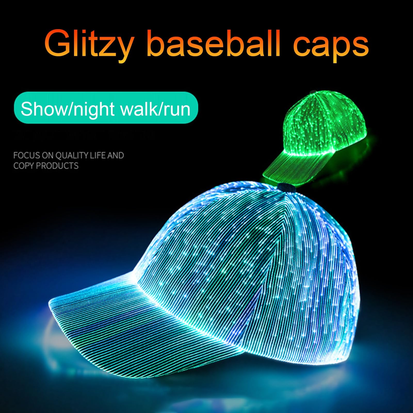 Czapka LED świecąca czapka z daszkiem, ładowana przez USB, świecąca w ciemności, impreza, migająca czapka z włókna, hip-hopowa, świecąca czapka, Halloween, migająca czapka na imprezę,