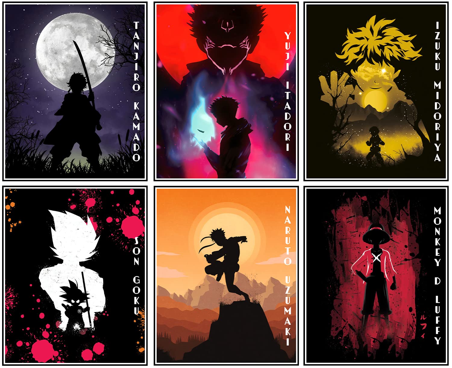 Buy Anime s Manga Prints Anime Wall Decor Set of 6 Unframed (8''x10