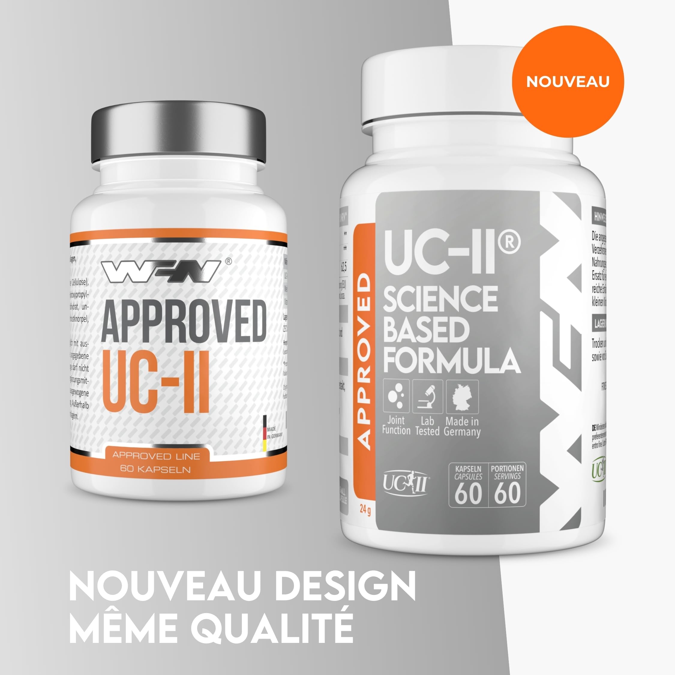 WFN Approved UC-II - Collagene Type 2 non dénaturé - 60 Gélules - Complexe articulaire avec Collagène UC 2, Vitamine C et Boswellia Serrata - Testé en externe
