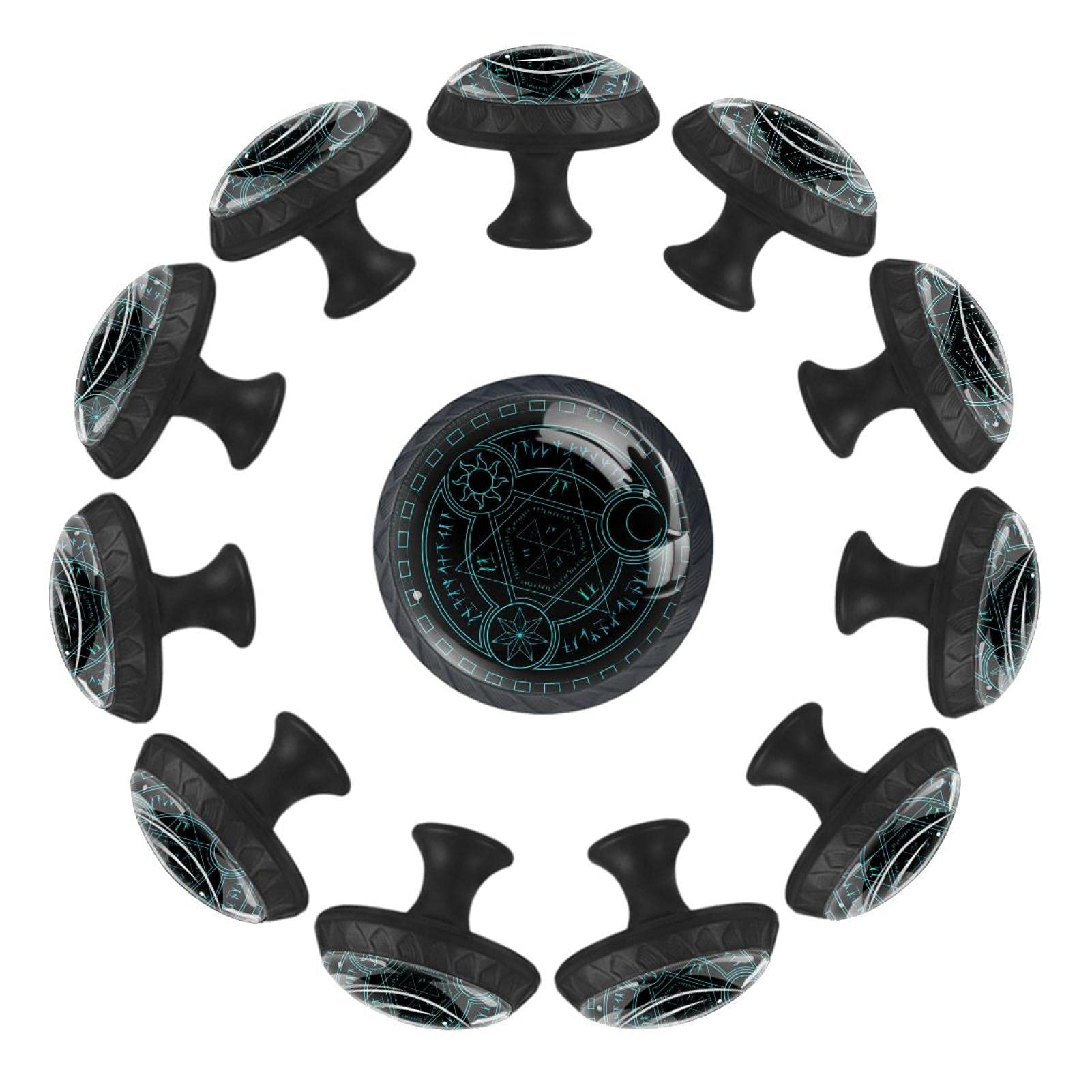 Boutons de tiroir alphabet bleu 35 mm ronds avec motif abécédaire