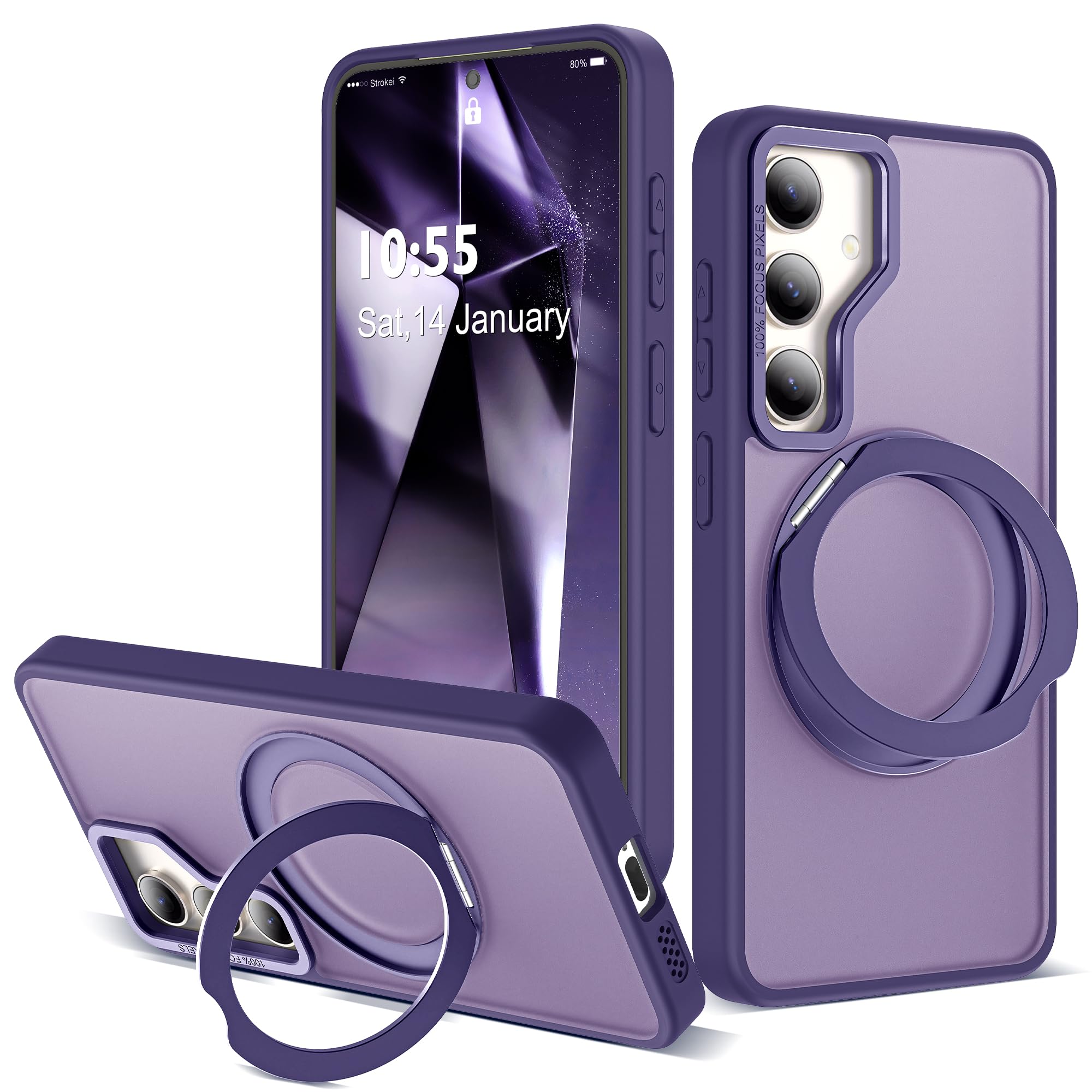 for Samsung Galaxy S23 Case with 360° Spin Stand,Dark Purple