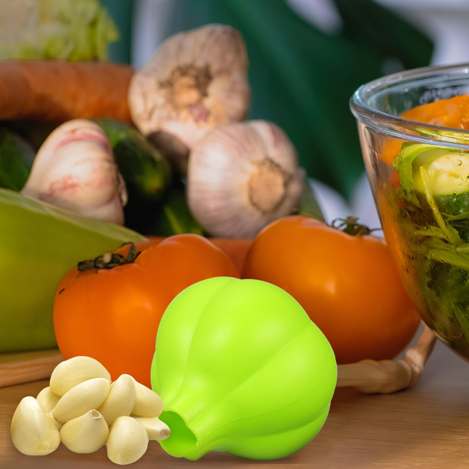 Cabilock 4pcs Garlic Skin Removal Tool Garlic Roller Peeler Silicone Kitchen Tool