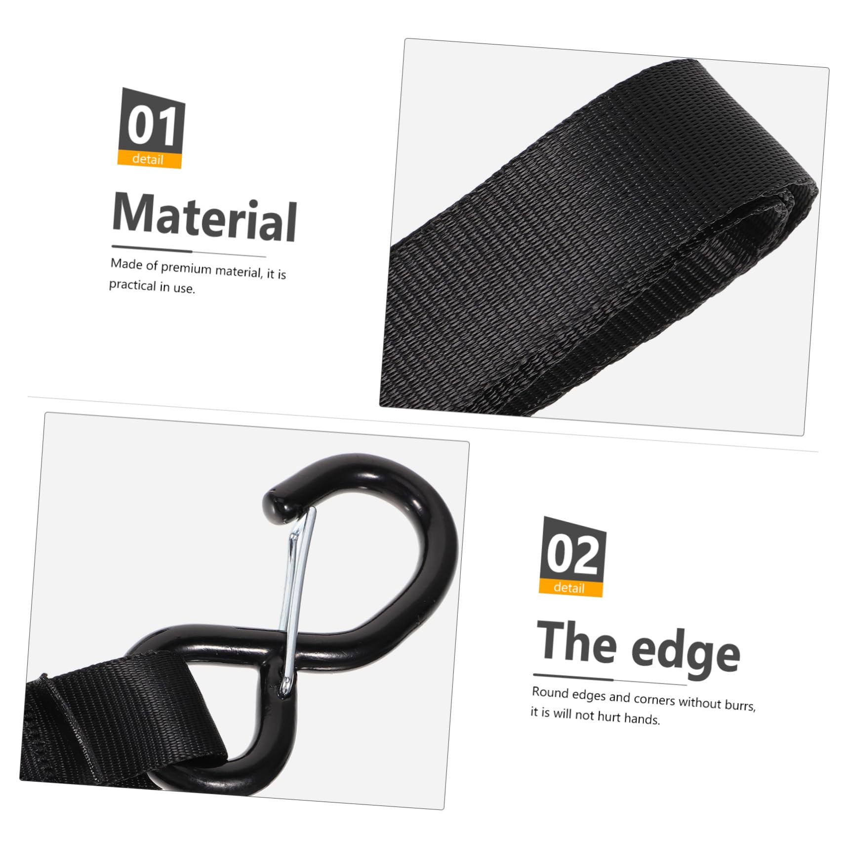 PartyKindom 5 Pz cintura di imballaggio set fascia per schiena senza fili piccole corde di fissaggio della telecamera cinghie cinturino in poliestere per bagagli da bici Metallo Black
