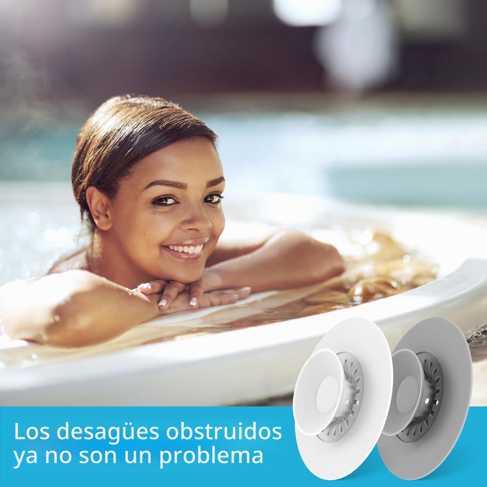 HUAERSICO Tapón de Drenaje Universal 3 Piezas - Suave Tapon Bañera Silicona - Tapón de Lavabo Universal a Presión con Filtro de Comida y Pelo para Lavabos, Fregaderos y Bañeras