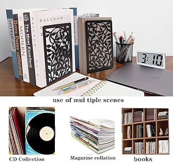 Serre-livres Métal Anti-dérapants - Lot De 3 Paires Noires Pour Bibliothèque Ou Bureau