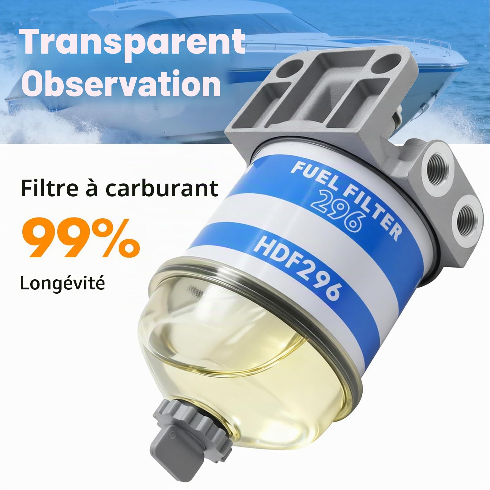 Filtre à carburant diesel séparateur d'eau, remplacement pour CAV296 moteurs diesel, bateaux de marine, tracteurs, générateurs électriques, pour Massey Ferguson 133 135 140 140 145 165 165