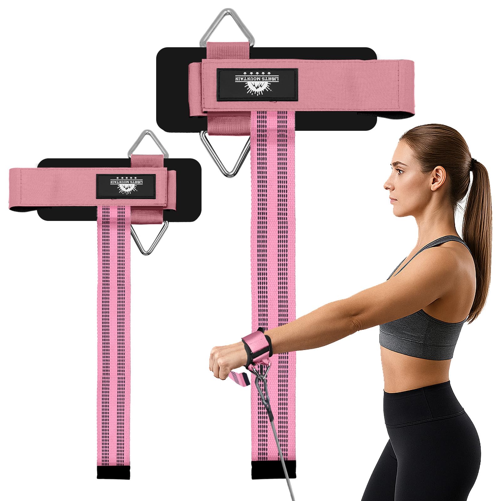 Lights Mountain Wrist Cuffs Weight Lifting Straps – Heavy-Duty Cable Machine Attachments & Weightlifting Wrist Support for Lateral Raises, Pull Exercises & Strength Training