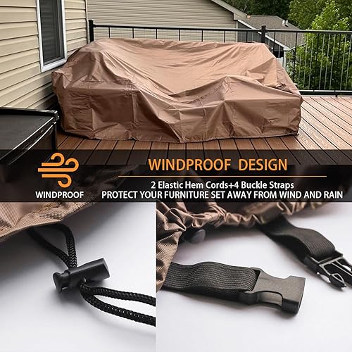 Miniatura 3 de CKCLUU Juego de muebles de patio, fundas para sofá seccional al aire libre, fundas para mesa y silla al aire libre, resistentes al agua, grandes,