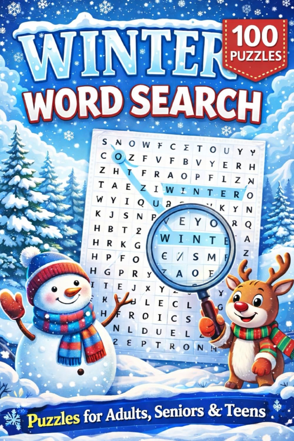 Winter Word Search for Adults: 800+ Words, Large Print Cozy and Relaxing Word Puzzles for Adults, Seniors and Teens with Solutions