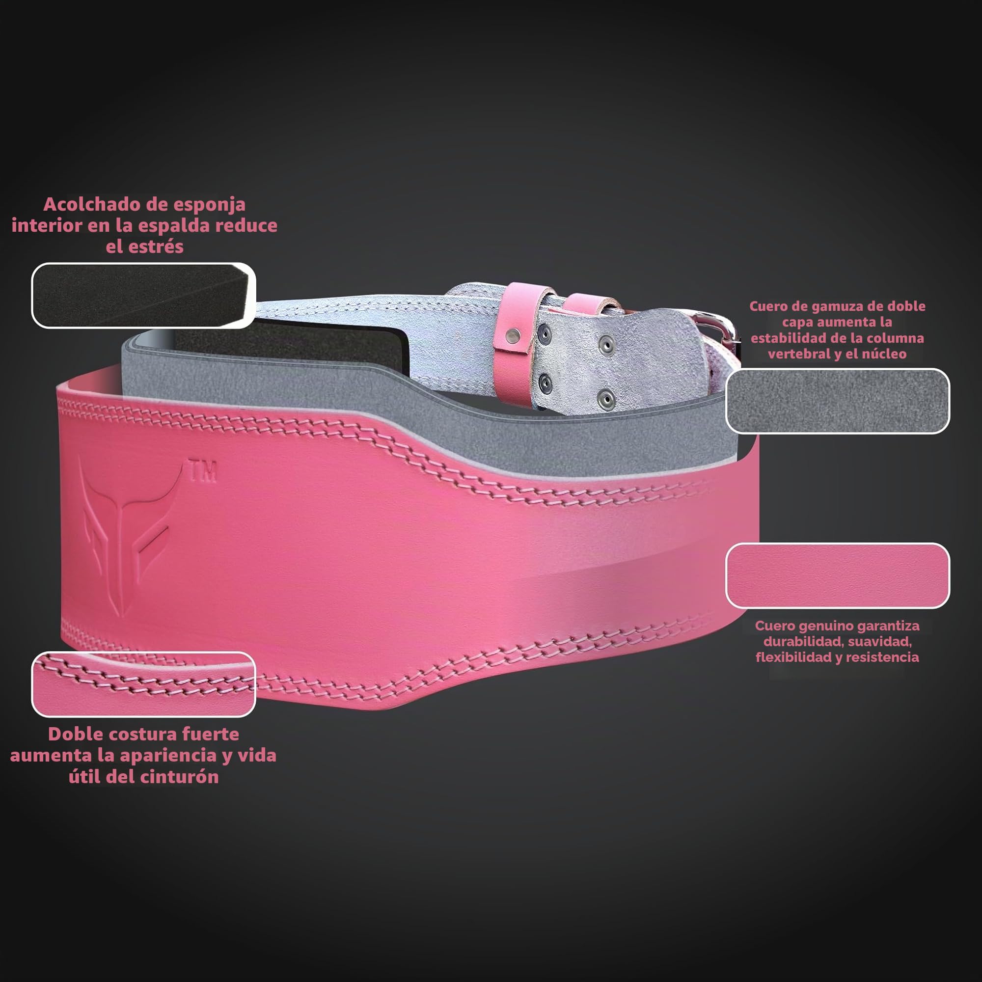 Mytra Fusion cinturón powerlifting mujer cinturon gym Cuero real cinturon gym mujer, cinturon powerlifting para gimnasio, fitness, levantamiento de pesas y entrenamiento
