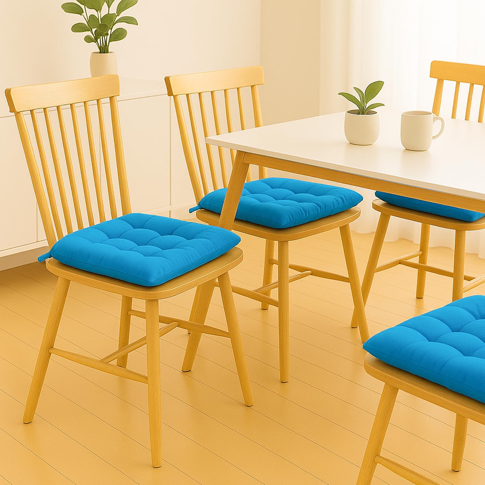 Cushion Chair Pad Cushions, Tie-on Dining Chair Pads, 38x38x5 cm Hypoallergenic Soft Polyester Tie-on Chair Pads, Wide - Image 2