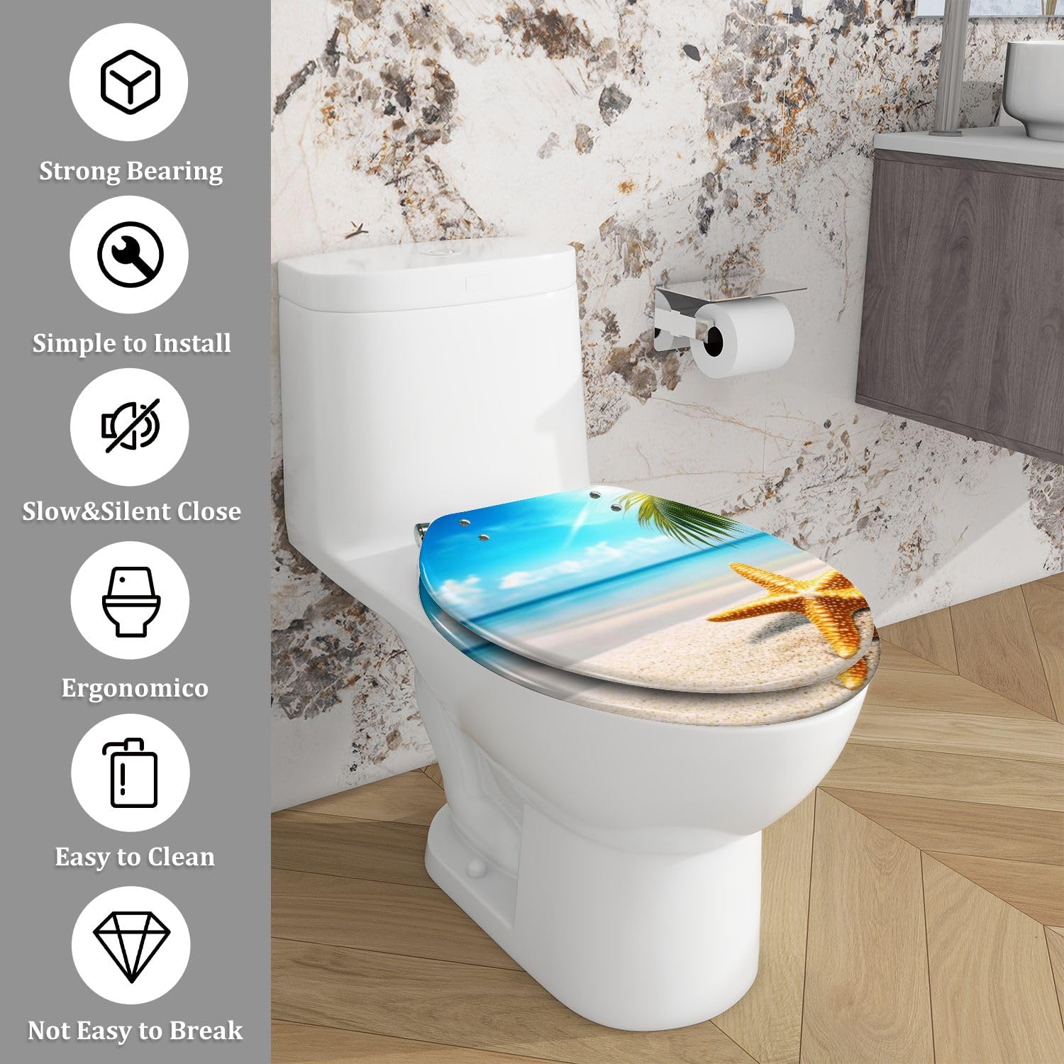 Asiento de inodoro alargado genérico para baño