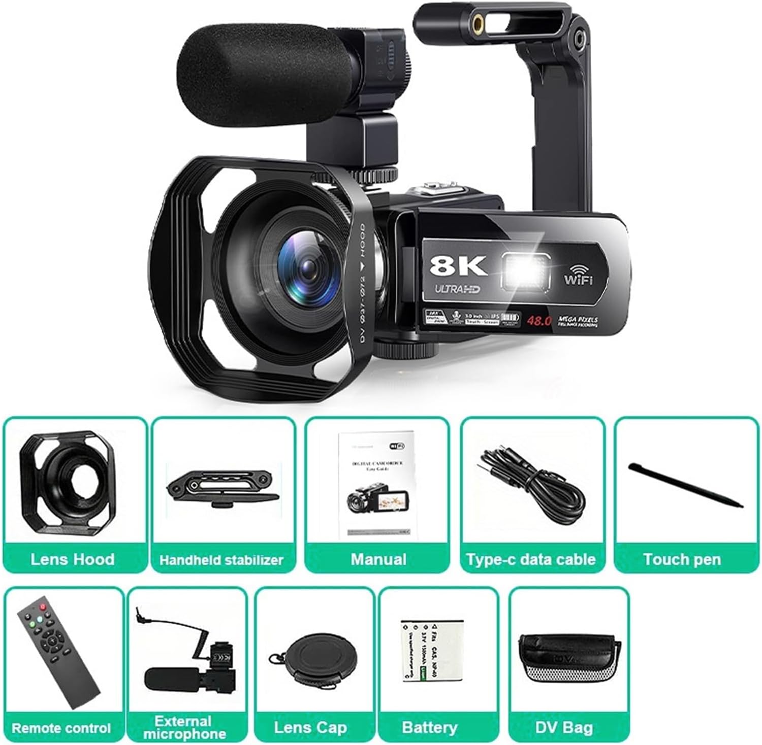 8Kビデオカメラ 64MPデジタルビデオカメラ 18倍デジタルズームカメラ