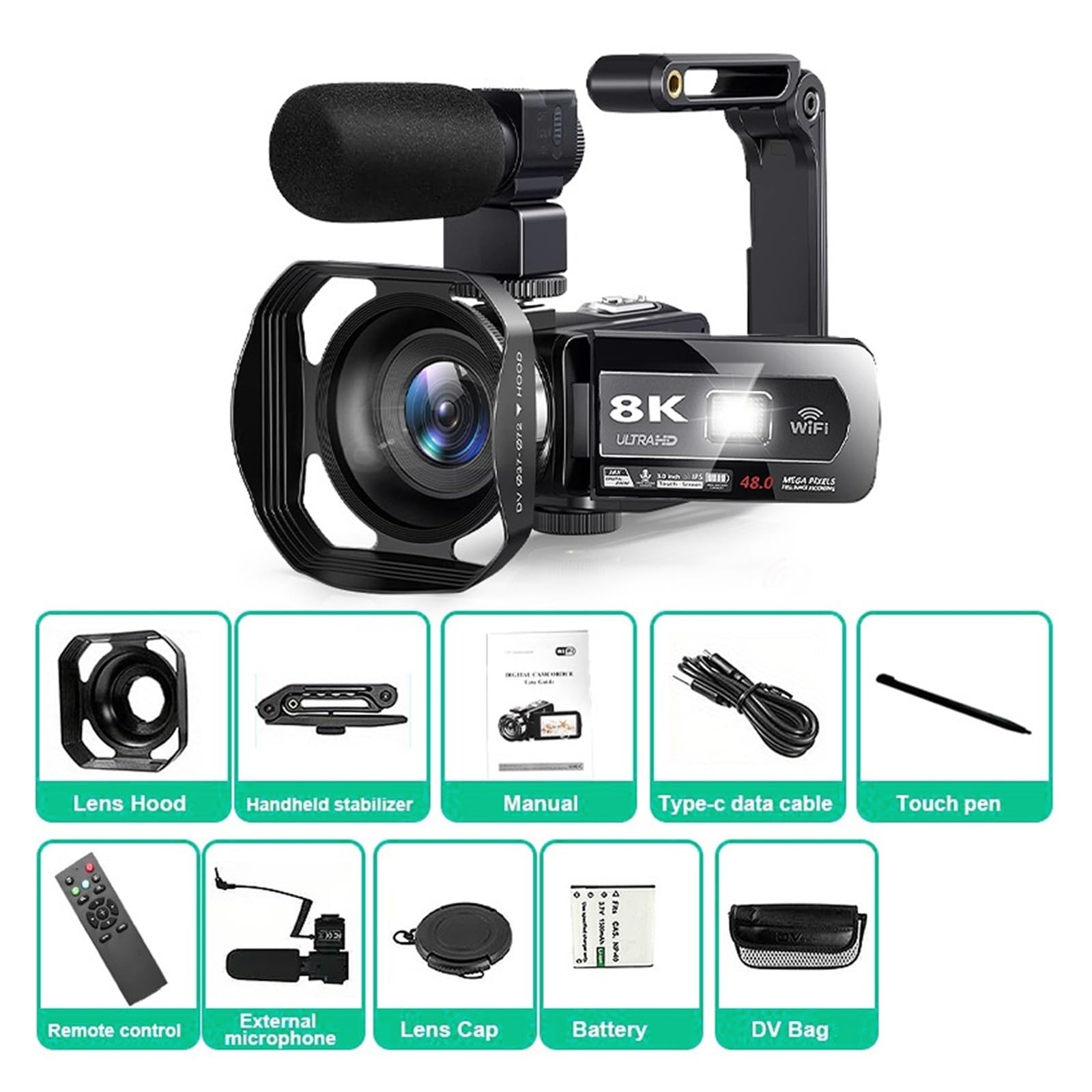 Amazon.co.jp: 8Kビデオカメラ 64MPデジタルビデオカメラ 18倍