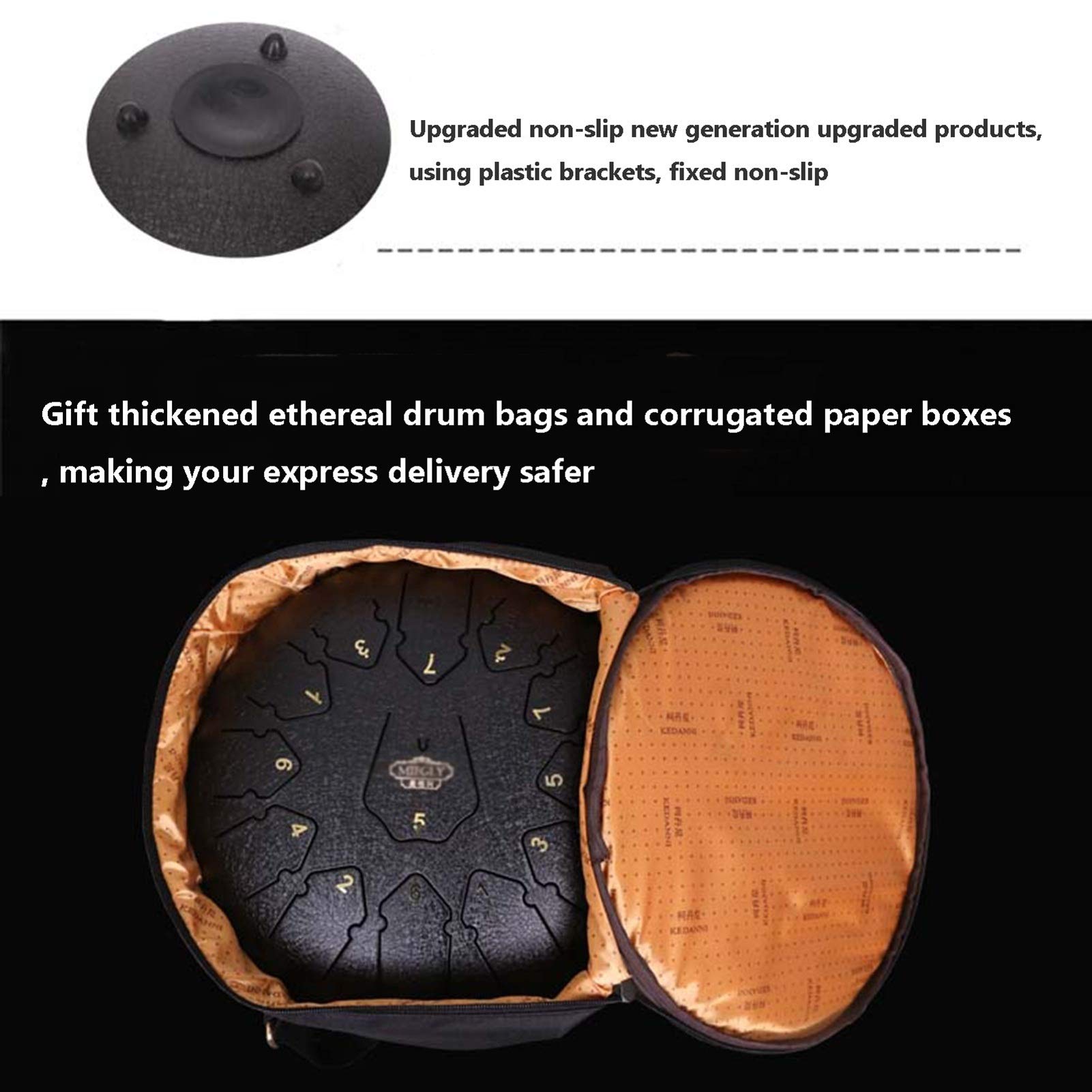 Strumento Percussioni Da 12 Pollici a Tamburo Da 12 Pollici Da 12 Pollici in Acciaio, Tambourine Con Bacchette, Borsa Tote, Regalo Per Principianti E Amanti Dello Yoga, Meditazione (Color : A)