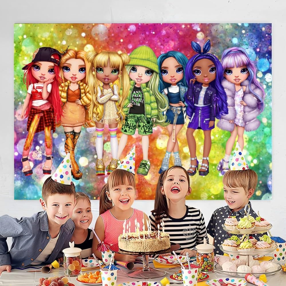 Miniatura 3 de Decoraciones de cumpleaños con fondo de arcoíris, telón de fondo de feliz cumpleaños arcoíris para suministros de fiesta de cumpleaños (5 x 3 pies)