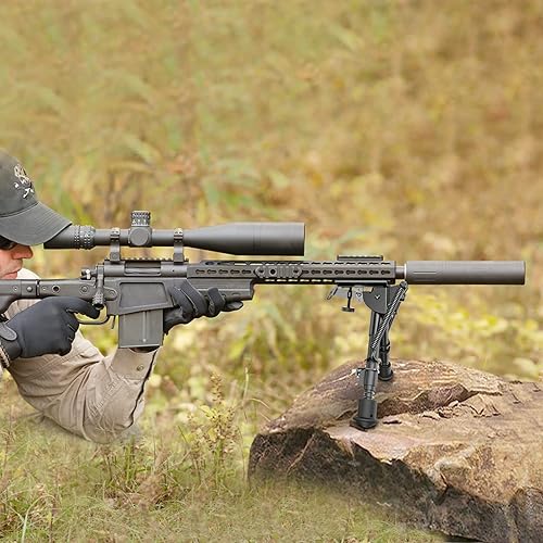 Miniatura 7 de CVLIFE Bípode de rifle, bípode de inclinación pivotante con perno giratorio y palanca de bloqueo en S desmontable para estabilidad del rifle y